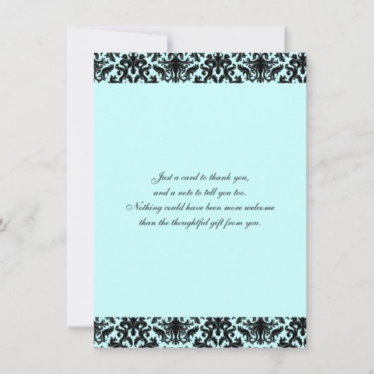 Zwart Blauw Damask Kroonluchter Dank u Kaart (Achterkant)