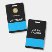 Zwart Blauw Deelnemer Event ID Badge (Voor- en achterkant)