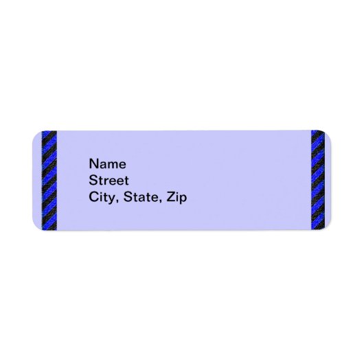 Zwart Blauw Diagonaal Stripes Adres Etiket (Voorkant)