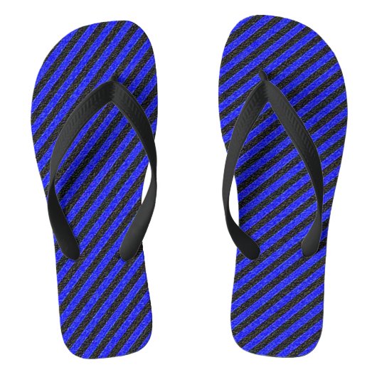 Zwart & Blauw Diagonale Strepen Volwassen Teenslip Teenslippers (Voetbed)