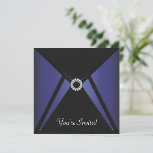 Zwart Blauw Diamant Elke Gelegenheid Kaart (Staand voorkant)