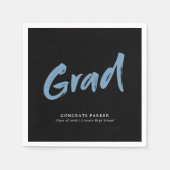 Zwart & blauw Eenvoudig Modern Brush Script Afstud Servet (Voorkant)