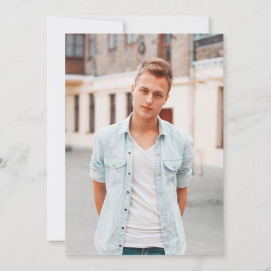 Zwart Blauw Eenvoudig Modern Brush Script Afstudee Kaart (Achterkant)