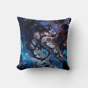 Zwart, blauw en bordeaux abstract stropdas kleurst kussen