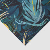 Zwart, blauw en geel pauwenveren patroon tissuepapier (Detail)