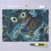 Zwart, blauw en geel pauwenveren patroon tissuepapier (Craft)