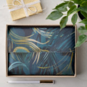 Zwart, blauw en geel pauwenveren patroon tissuepapier (Geschenk)