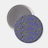 Zwart-blauw en gele Zwirly Pattern Magnet (Voorkant / Achterkant)