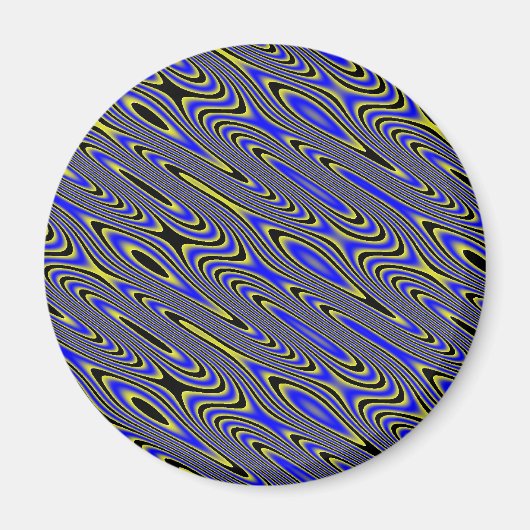 Zwart-blauw en gele Zwirly Pattern Magnet (Voorkant)
