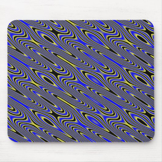 Zwart-blauw en gele zwirly Pattern Mousepad Muismat (Voorkant)