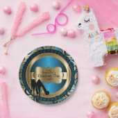 Zwart, blauw en goudmetaal - Bachelorette Party Papieren Bordje (Feest)