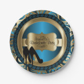 Zwart, blauw en goudmetaal - Bachelorette Party Papieren Bordje (Voorkant)