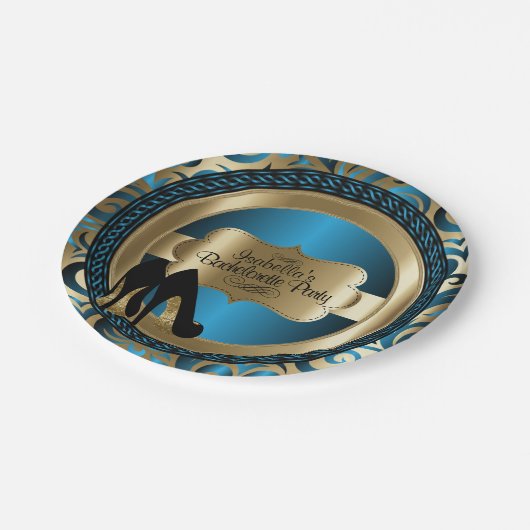 Zwart, blauw en goudmetaal - Bachelorette Party Papieren Bordje (Gekanteld)