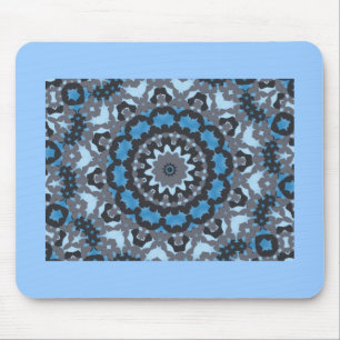 Zwart, blauw en grijs fractaal ontwerp muismat