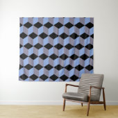 Zwart blauw en hemel Isometrische buikpatronen Wandkleed (In Situ (horizontaal))