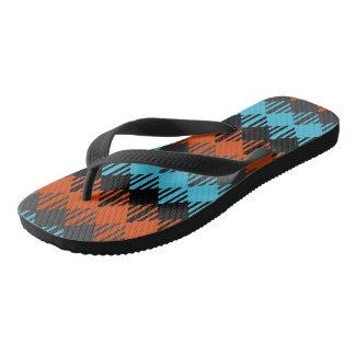 Zwart, blauw en Oranje geometrisch Teenslippers