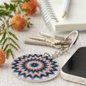 Zwart, blauw en rood Mandala Star Sleutelhanger (Voorkant Rechts)