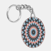 Zwart, blauw en rood Mandala Star Sleutelhanger (Voorkant Links)
