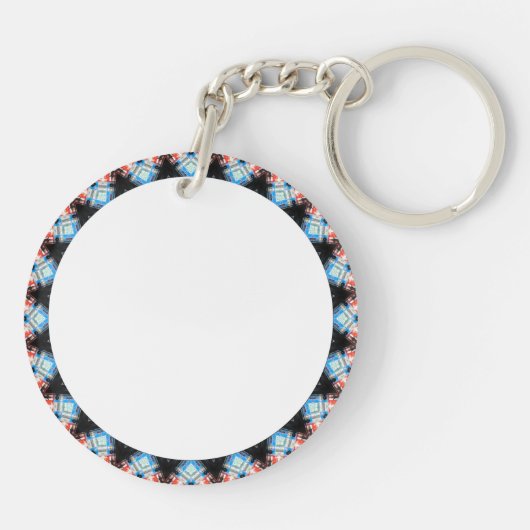 Zwart, blauw en rood Mandala Star Sleutelhanger (Achterkant)