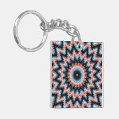 Zwart, blauw en rood Mandala Star Sleutelhanger (Voorkant Links)