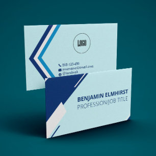 Zwart, Blauw en wit lijn Professioneel Modern Visitekaartje