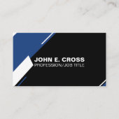 Zwart, Blauw en witte lijn Professioneel Modern Visitekaartje (Voorkant)