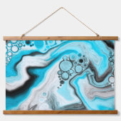 Zwart, blauw en witte marmer hangend wandkleed (Voorkant)