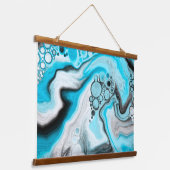 Zwart, blauw en witte marmer hangend wandkleed (Gebogen)