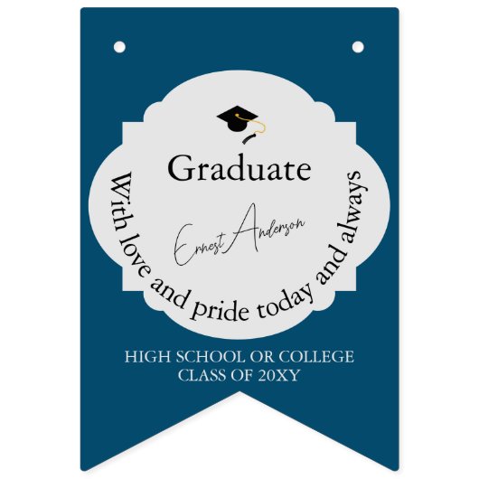 Zwart Blauw Foto Gefeliciteerd Afstudeerder Afstud Vlaggetjes (Tiende vlag)