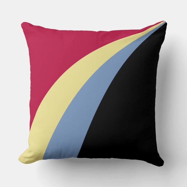 Zwart, blauw, geel en rood, witte lijnen kussen (Voorkant)