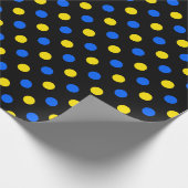 Zwart Blauw Geel Stippen Design Cadeaupapier (Hoek)