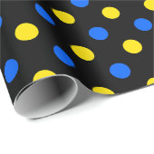 Zwart Blauw Geel Stippen Design Cadeaupapier (Rol Hoek)