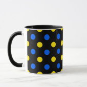 Zwart Blauw Geel Stippen Design Mok (Links)
