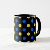 Zwart Blauw Geel Stippen Design Mok (Voorkant rechts)