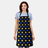Zwart Blauw Geel Stippen Design Schort (Gedragen)