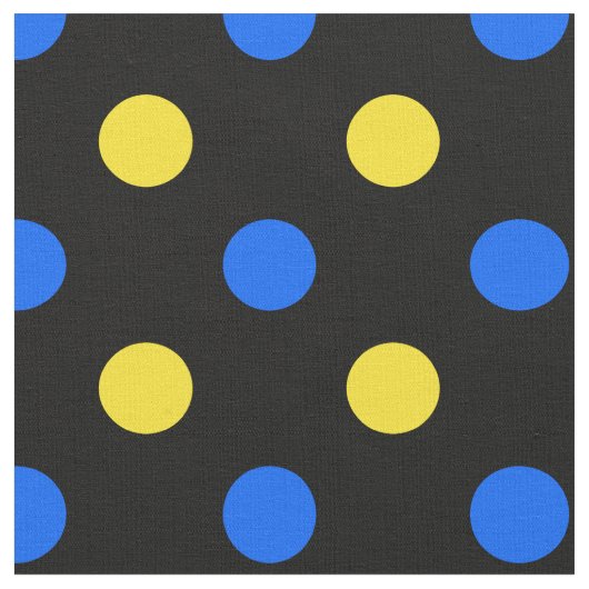 Zwart Blauw Geel Stippen Design  Stof (Close Up)