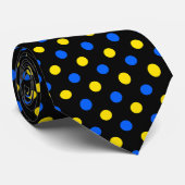 Zwart Blauw Geel Stippen Design  Stropdas (Opgerold)