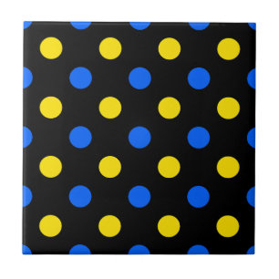Zwart Blauw Geel Stippen Design Tegeltje