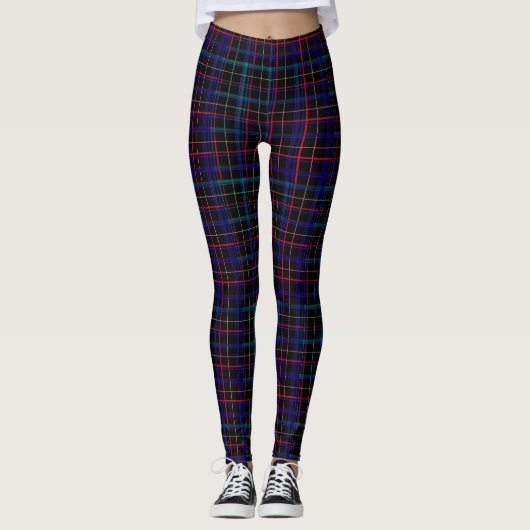 Zwart Blauw Geruit Leggings (Voorkant)