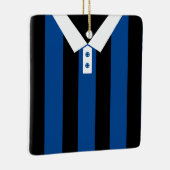 Zwart & Blauw Gestreepte Sport Jersey Sjabloon Keramisch Ornament (Rechts)