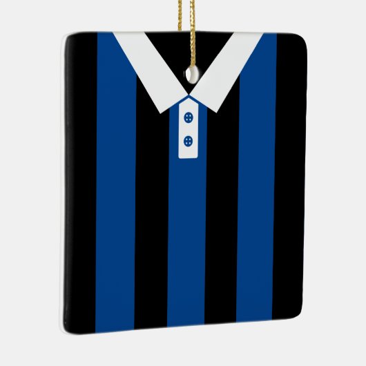 Zwart & Blauw Gestreepte Sport Jersey Sjabloon Keramisch Ornament (Rechts)