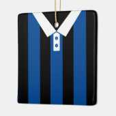 Zwart & Blauw Gestreepte Sport Jersey Sjabloon Keramisch Ornament (Links)