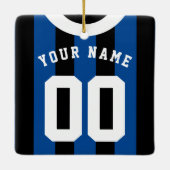 Zwart & Blauw Gestreepte Sport Jersey Sjabloon Keramisch Ornament (Achterkant)