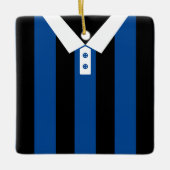 Zwart & Blauw Gestreepte Sport Jersey Sjabloon Keramisch Ornament (Voorkant)