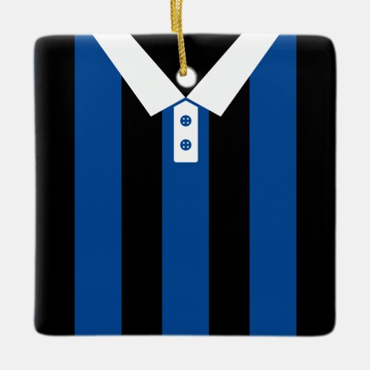 Zwart & Blauw Gestreepte Sport Jersey Sjabloon Keramisch Ornament (Voorkant)