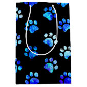 Zwart Blauw Gestructureerd Pootafdruk Patroon Medium Cadeauzakje (Voorkant)