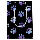 Zwart blauw getextureerd afdrukpatroon medium cadeauzakje (Achterkant)