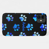 Zwart blauw getextureerd afdrukpatroon op maat Case-Mate iPhone case (Achterkant (horizontaal))