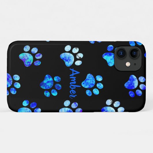 Zwart blauw getextureerd afdrukpatroon op maat Case-Mate iPhone case (Achterkant (horizontaal))