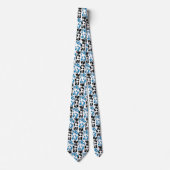 Zwart Blauw Glas-in-lood Patroon Stropdas (Voorkant)